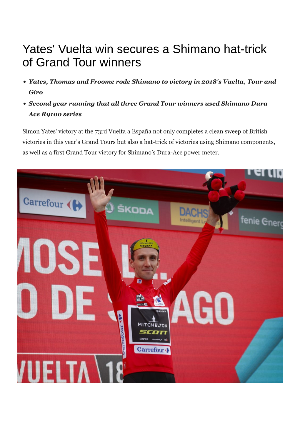 Yates' Vuelta Win Secures Shimano a Hat-Trick Of