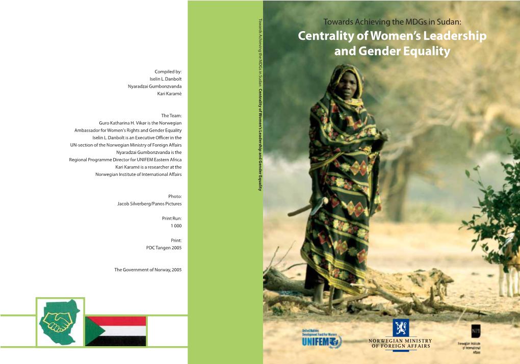 CENTRALITY of WOMEN's LEADERSHIP and GENDER EQUALITY to the Mdgs in SUDAN 24 (Nyaradzai Gumbonzvanda)