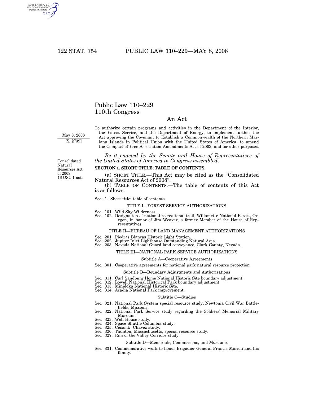 Public Law 110–229 110Th Congress An