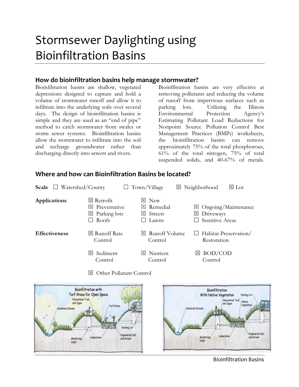 Stormsewer Daylighting Using Bioinfiltration Basins