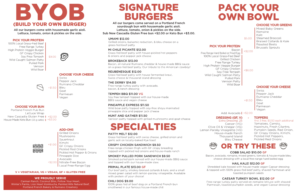 Signature Burgers Specialties Pack Your Own