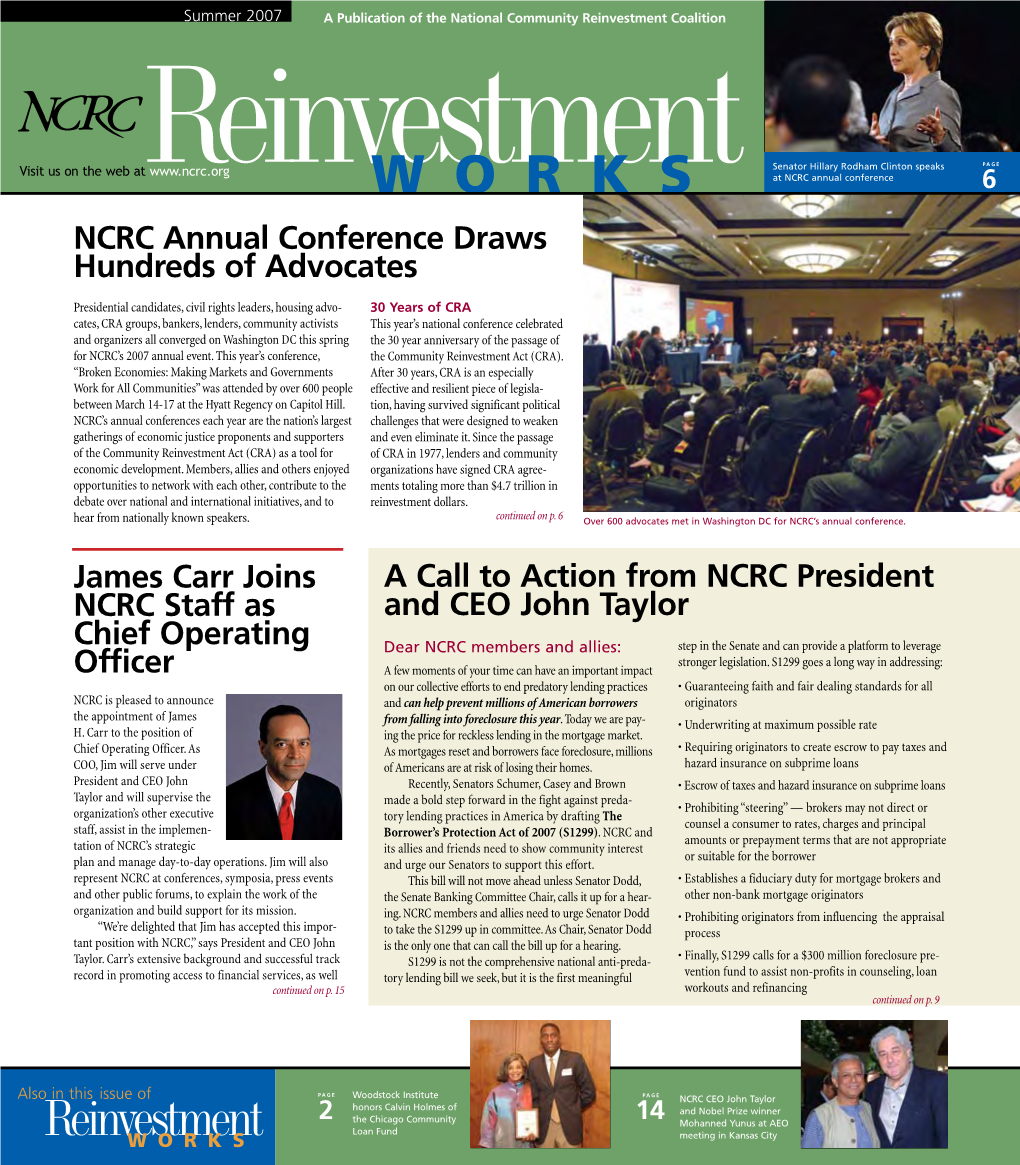 W O R K S 6 NCRC Annual Conference Draws Hundreds of Advocates