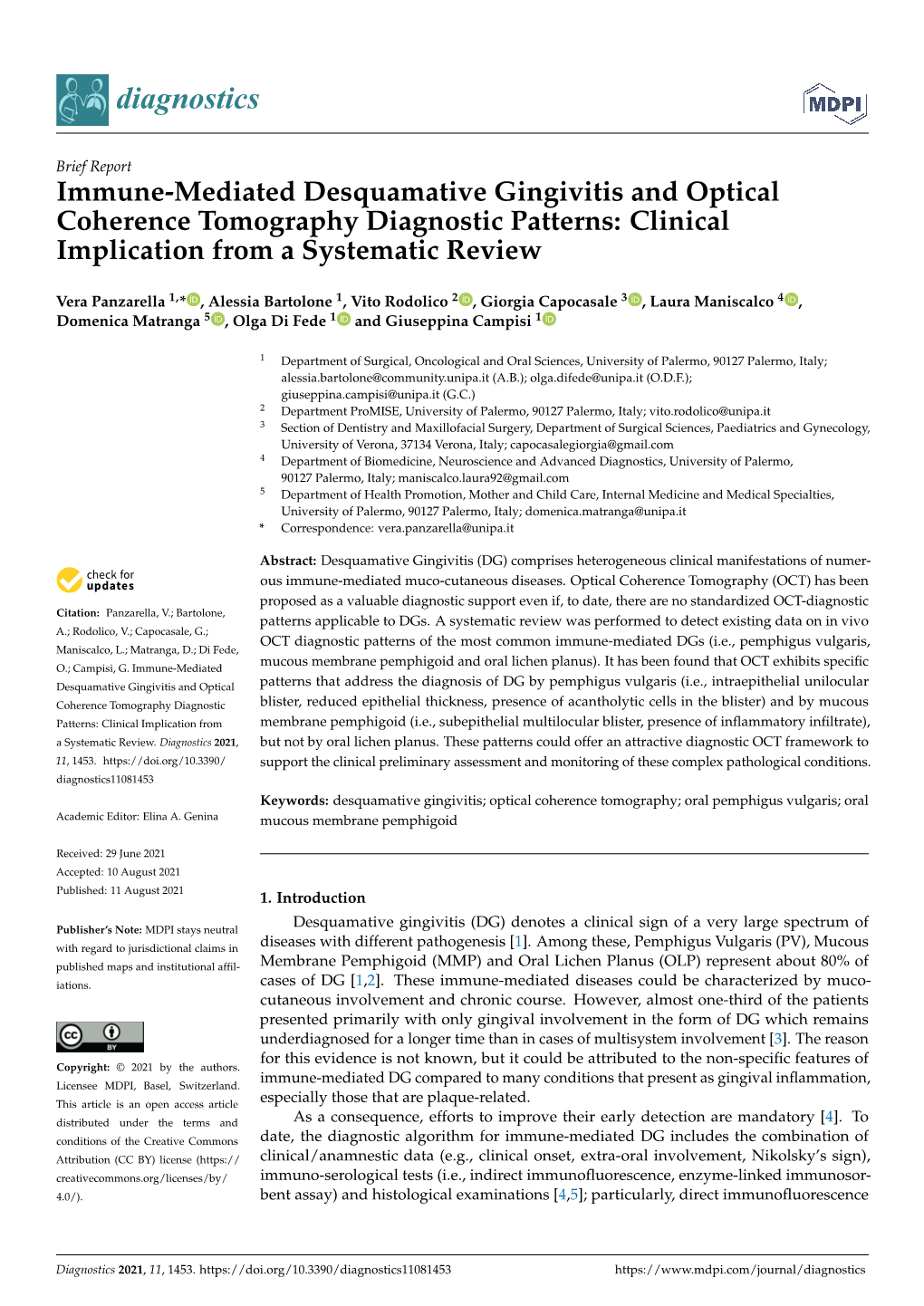 Immune-Mediated Desquamative Gingivitis and Optical Coherence Tomography Diagnostic Patterns: Clinical Implication from a Systematic Review