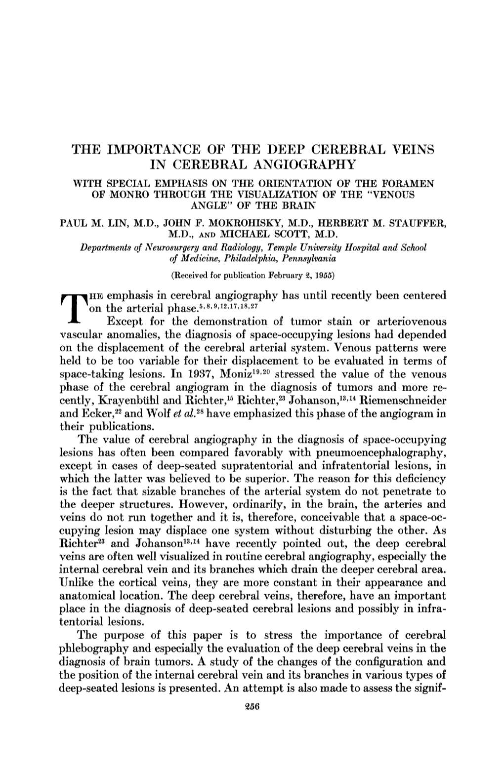 The Importance of the Deep Cerebral Veins in Cerebral