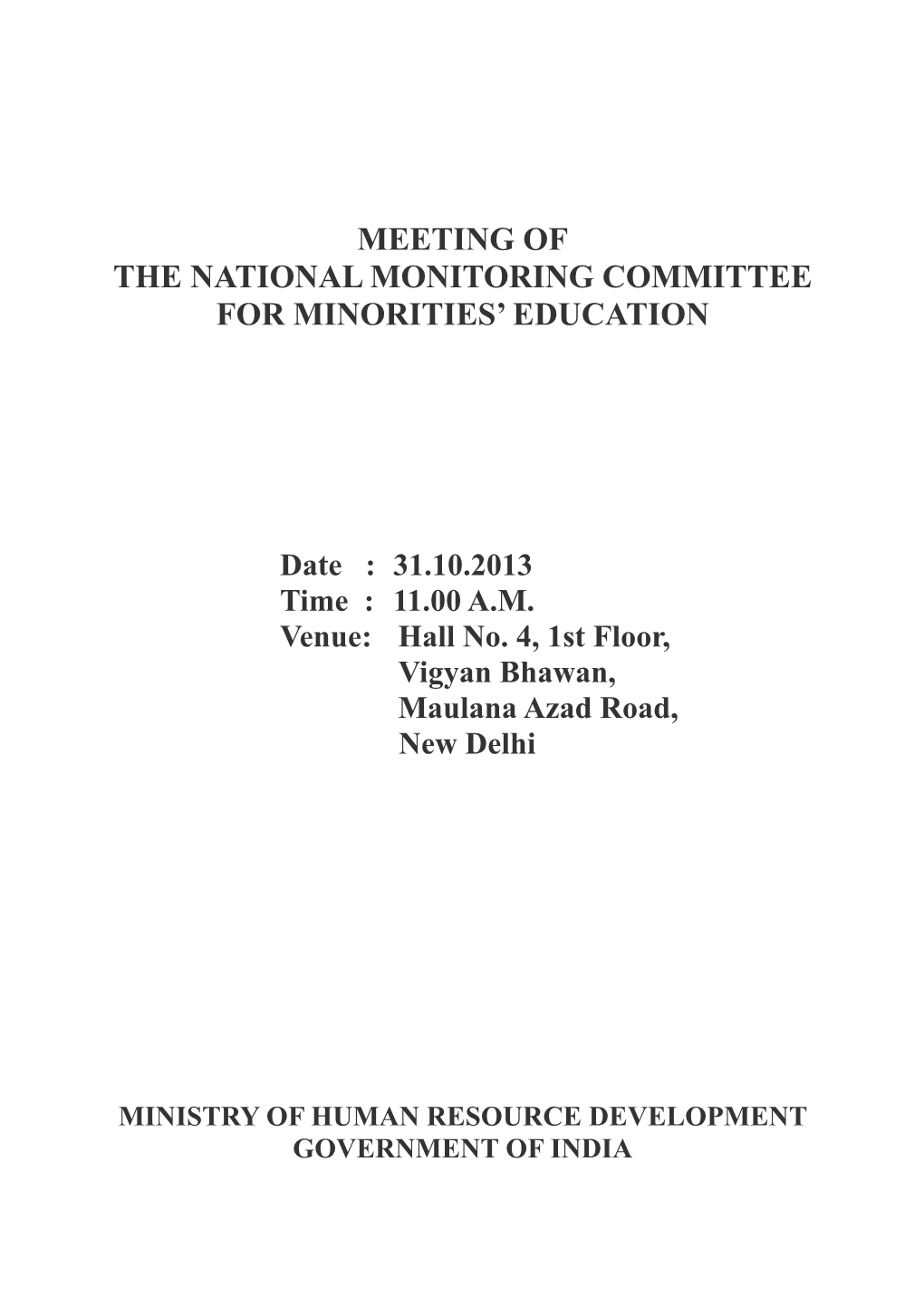 Meeting of the National Monitoring Committee for Minorities’ Education
