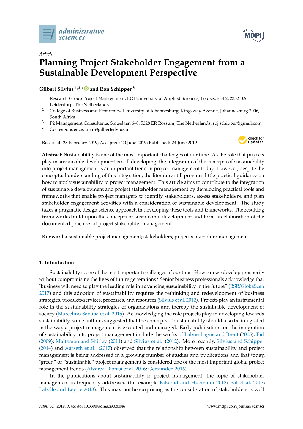 Planning Project Stakeholder Engagement from a Sustainable Development Perspective