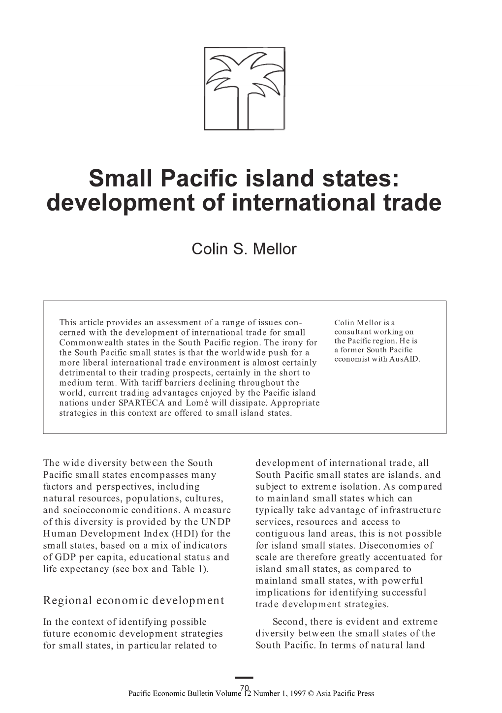 Small Pacific Island States: Development of International Trade