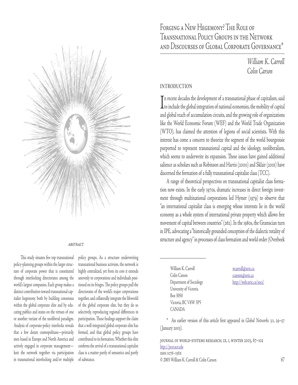 Journal of World-Systems Research, IX:1, Winter 2003