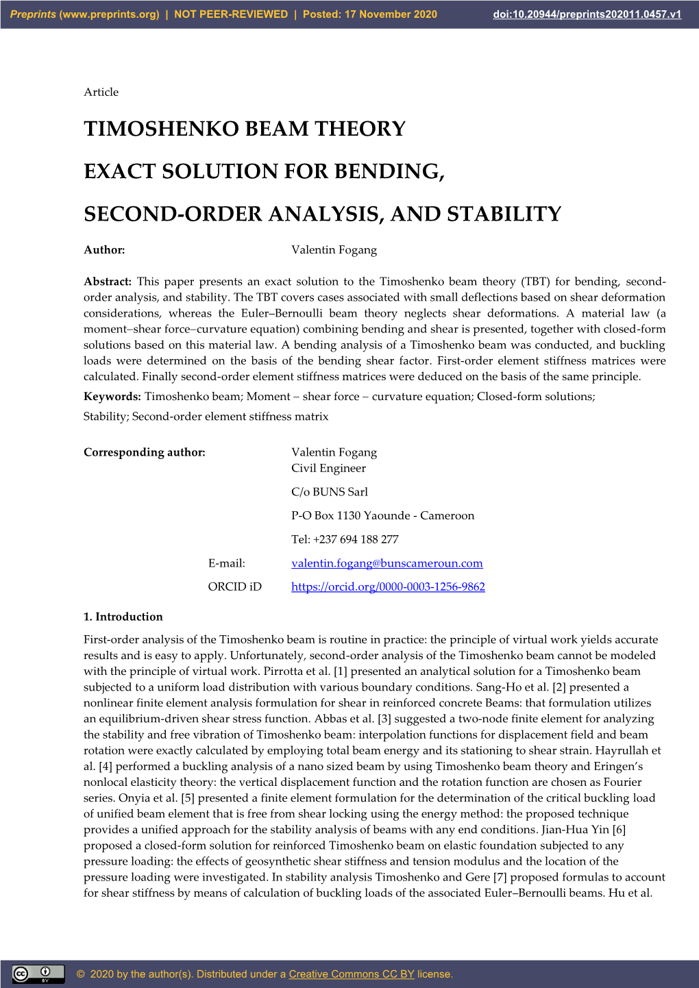 Timoshenko Beam Theory Exact Solution for Bending, Second-Order Analysis, and Stability