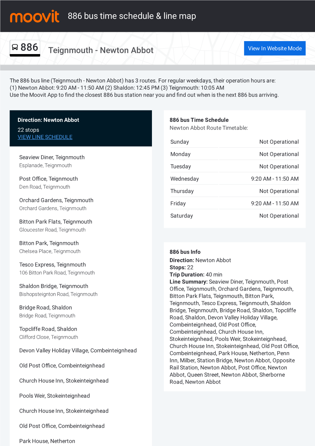 886 Bus Time Schedule & Line Route