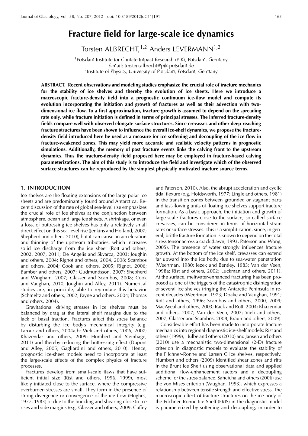 Fracture Field for Large-Scale Ice Dynamics