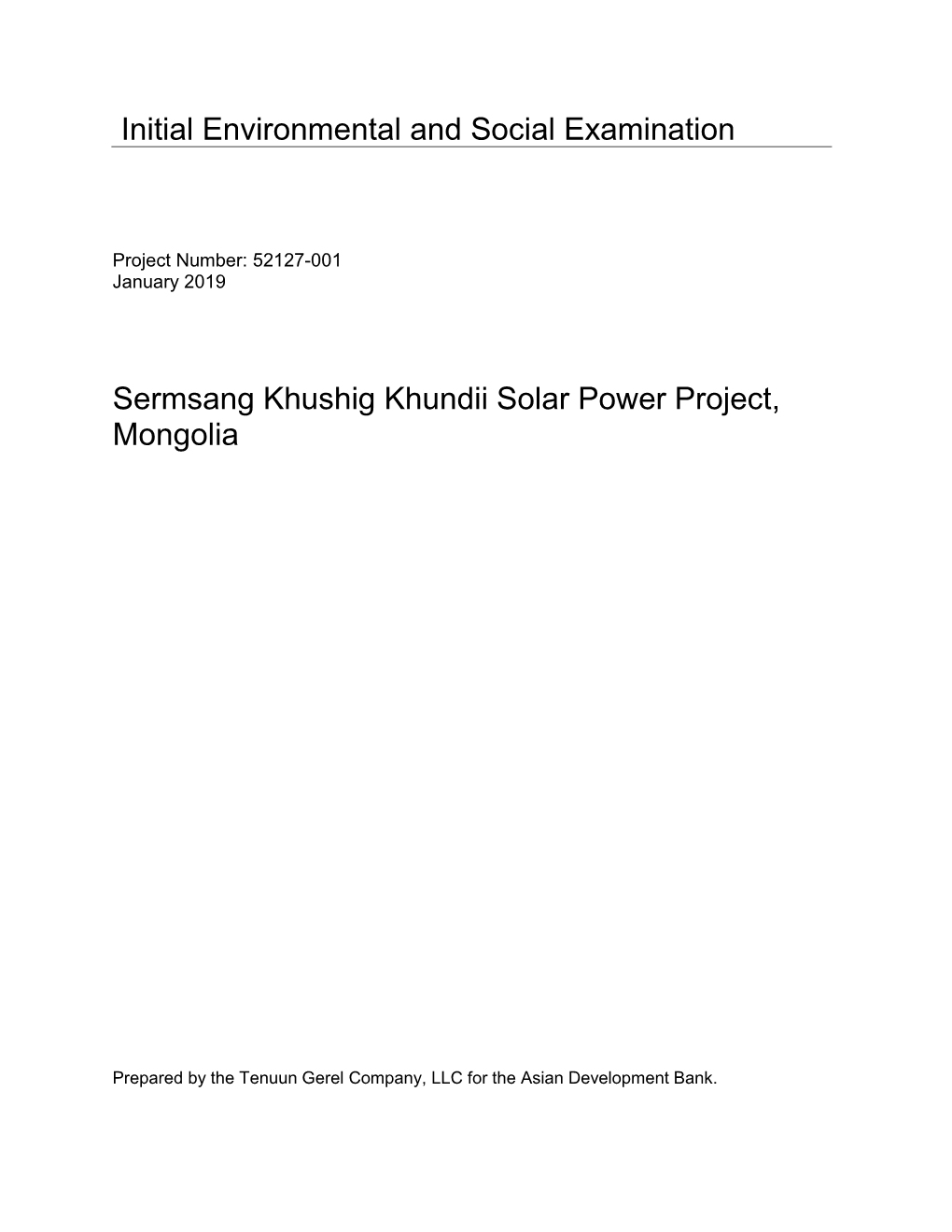 52127-001: Sermsang Khushig Khundii Solar Project