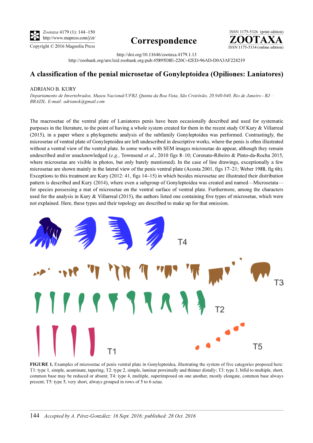 A Classification of the Penial Microsetae of Gonyleptoidea (Opiliones: Laniatores)