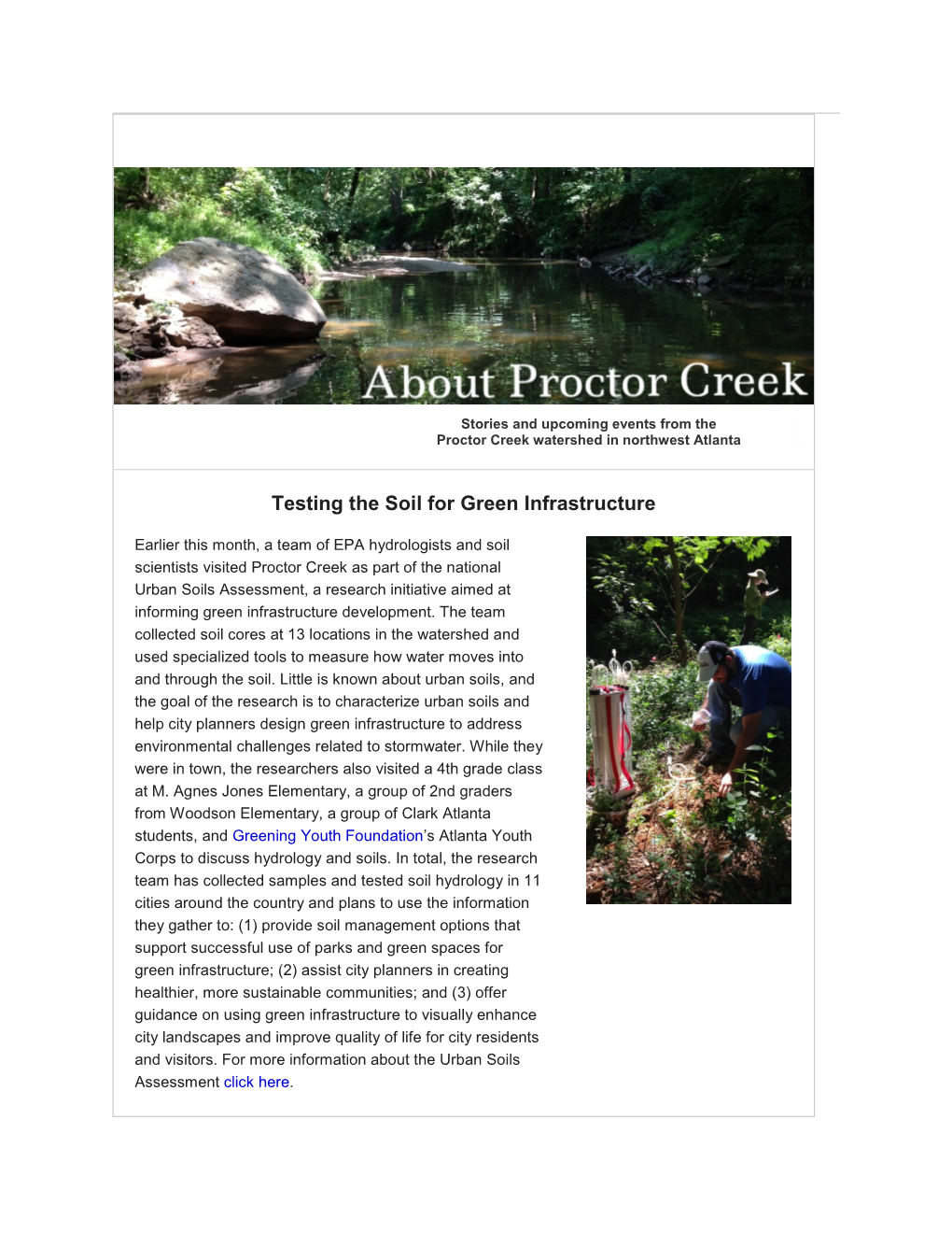 About Proctor Creek Newsletter