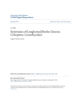 Systematics of Longhorned Beetles (Insecta: Coleoptera: Cerambycidae) Eugenio Hernán Nearns