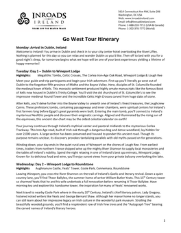 Go West Tour Itinerary