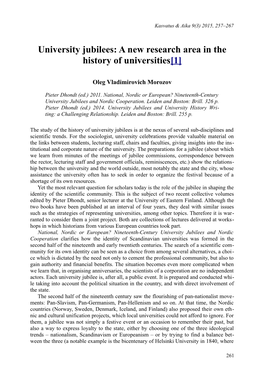 A New Research Area in the History of Universities[1]