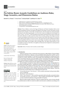 Pre-Sabine Room Acoustic Guidelines on Audience Rake, Stage Acoustics, and Dimension Ratios