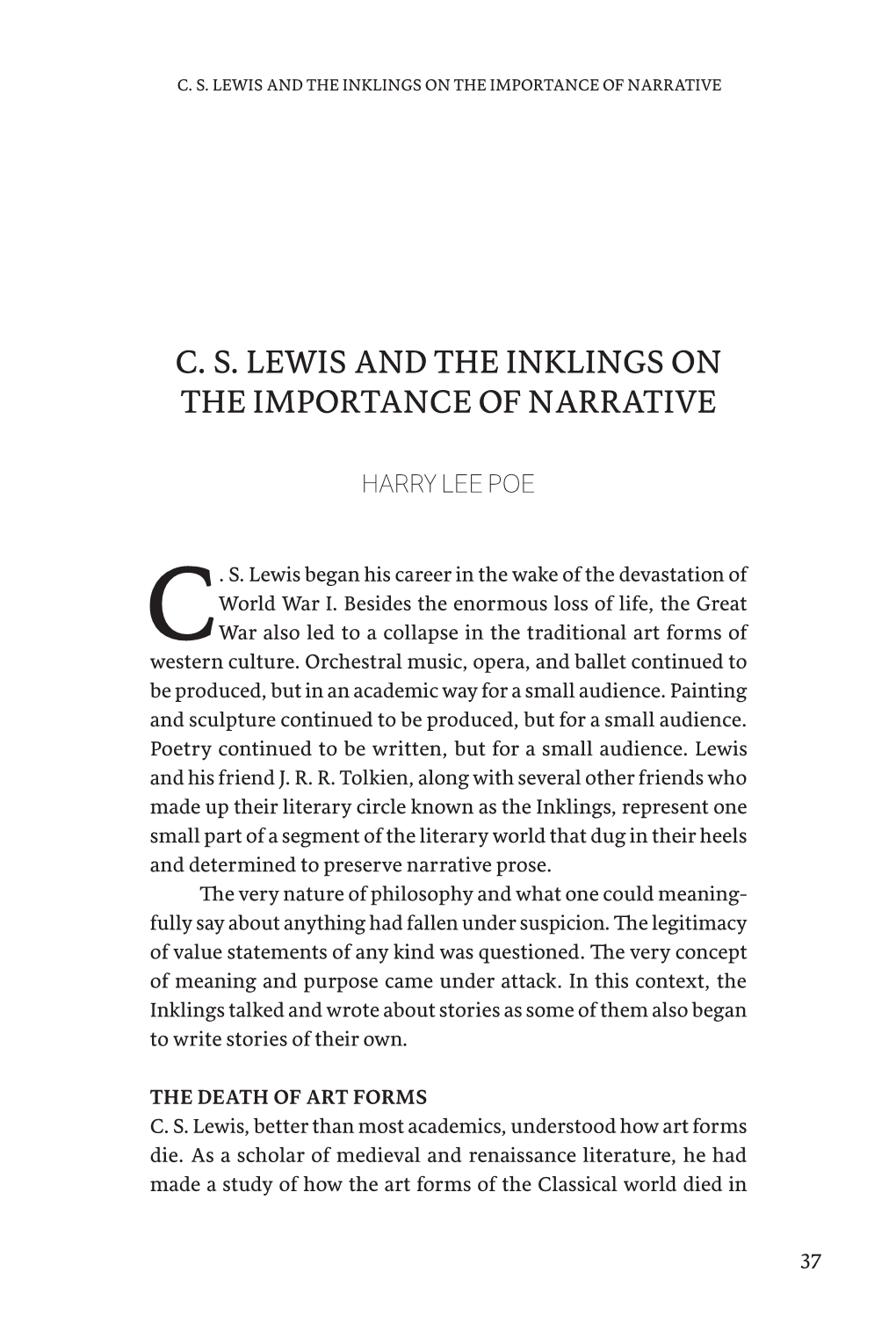 C. S. Lewis and the Inklings on the Importance of Narrative