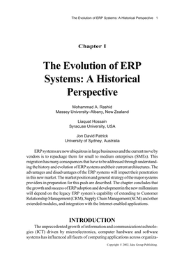 The Evolution of ERP Systems: a Historical Perspective 1