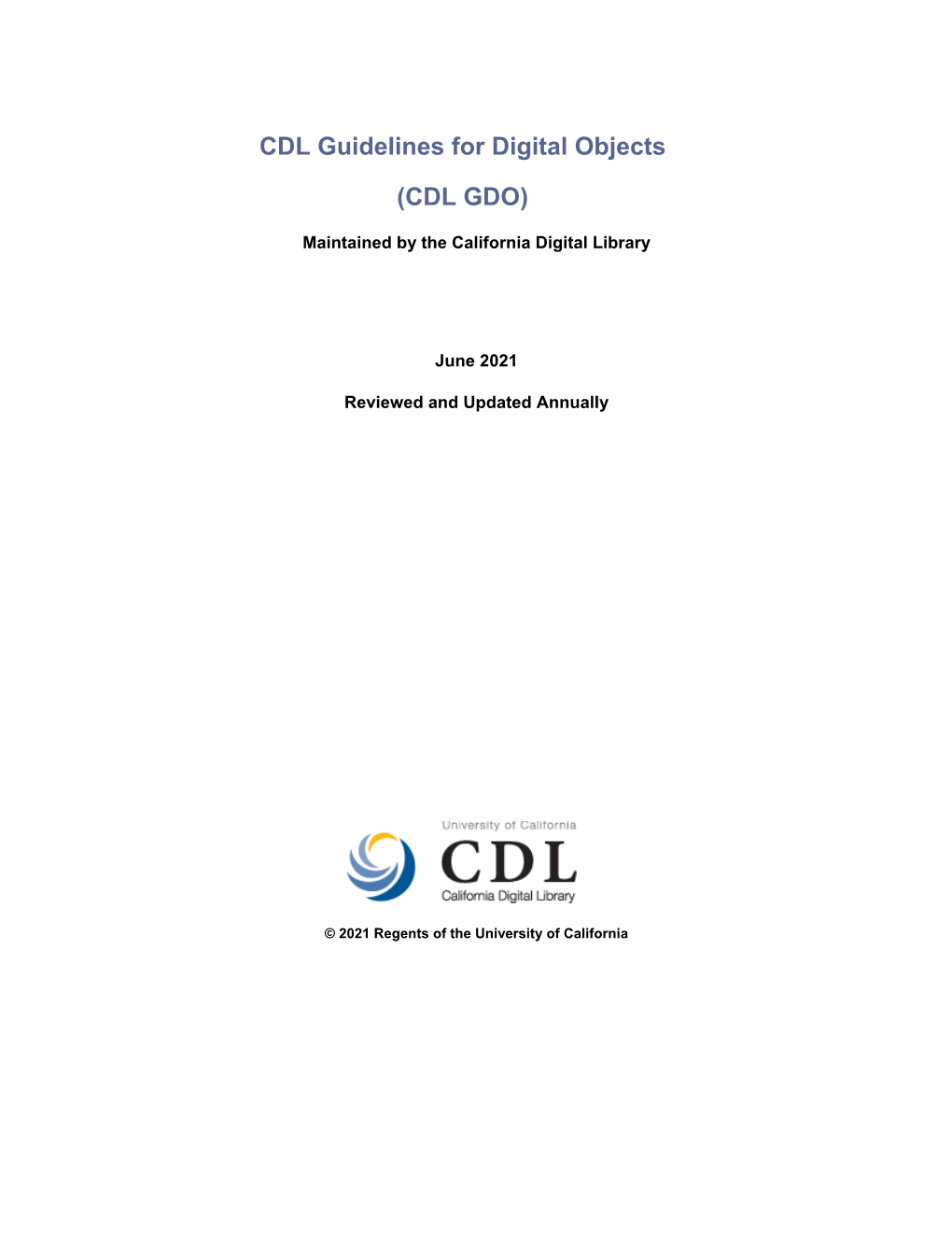 CDL Guidelines for Digital Objects (CDL GDO)