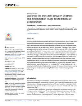 Exploring the Cross Talk Between ER Stress and Inflammation in Age-Related Macular Degeneration
