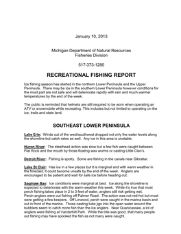 Recreational Fishing Report