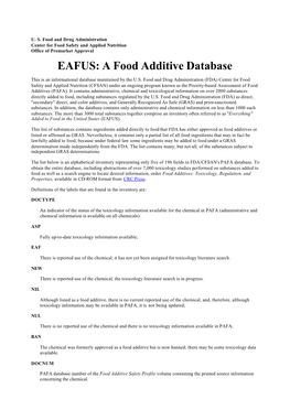 EAFUS: a Food Additive Database