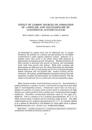 Effect of Carbon Sources on Formation of Α-Amylase And