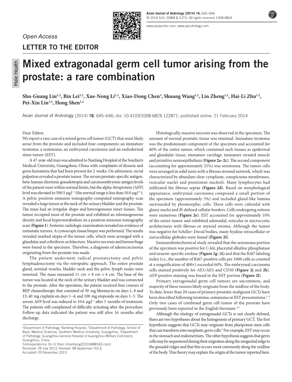 Mixed Extragonadal Germ Cell Tumor Arising from the Prostate: a Rare Combination Male Healthmale