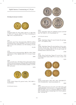 Eighth Session, Commencing at 2.30 Pm WORLD GOLD COINS