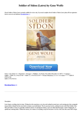 Soldier of Sidon (Latro) by Gene Wolfe