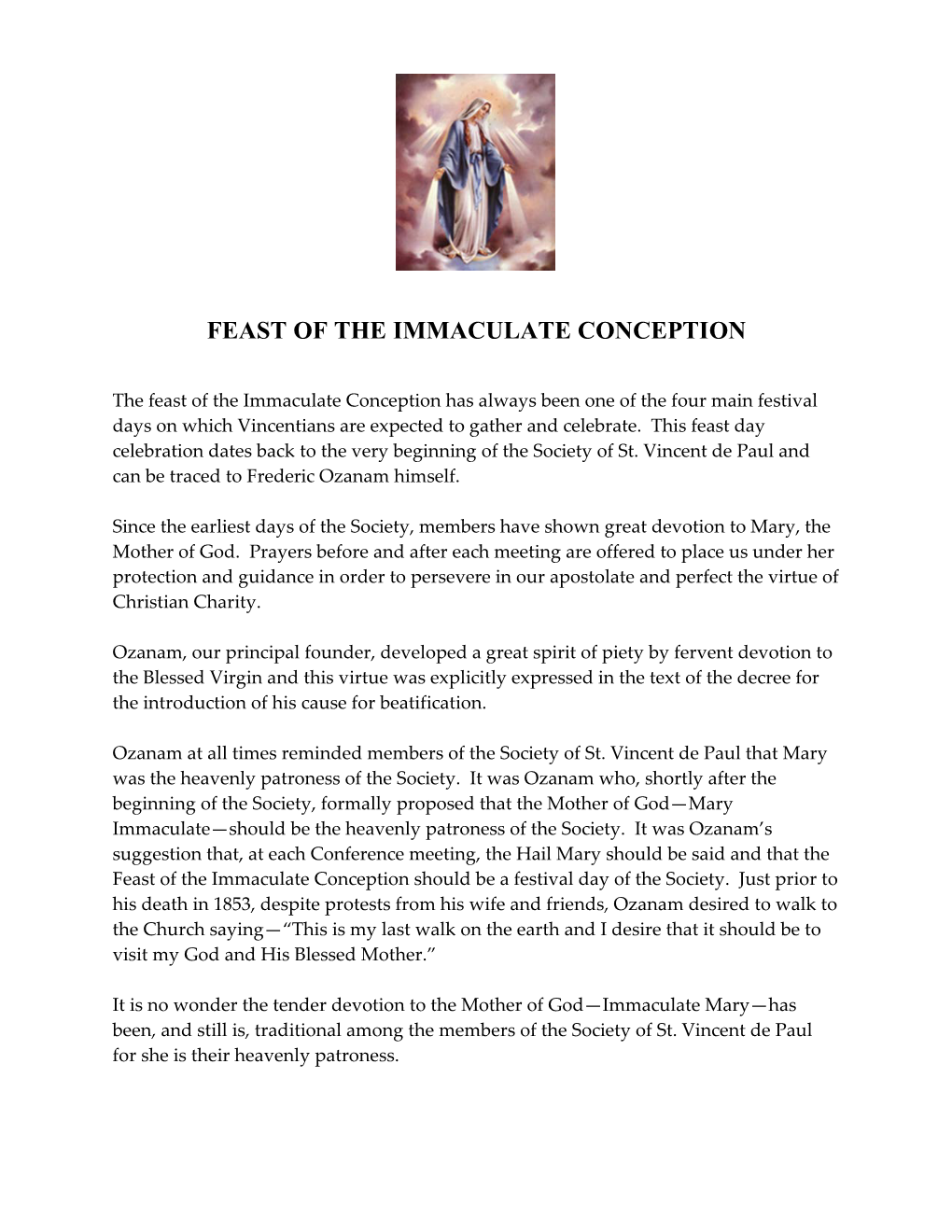 Feast of the Immaculate Conception