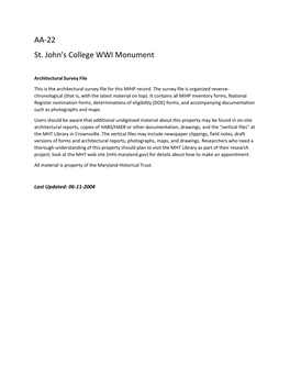 AA-22 St. John's College WWI Monument