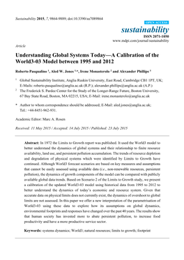 Understanding Global Systems Today—A Calibration of the World3-03 Model Between 1995 and 2012