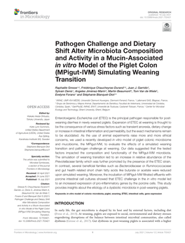 Pathogen Challenge and Dietary Shift Alter Microbiota Composition And