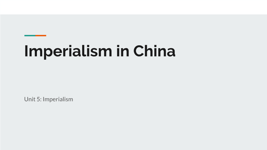 Imperialism in China