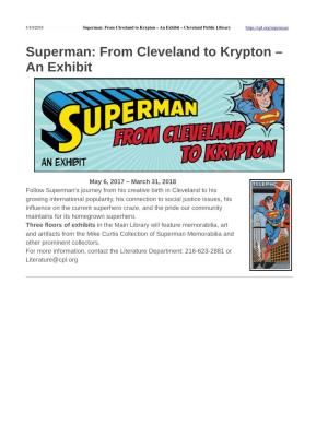 Superman: from Cleveland to Krypton – an Exhibit – Cleveland Public Library