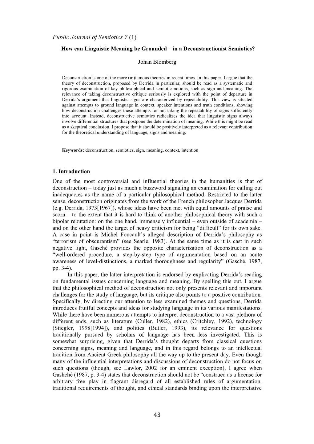 Public Journal of Semiotics 7 (1) 43