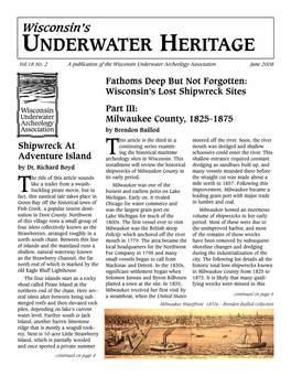 June 2008 Wisconsin’S Underwater Heritage  Wisconsin’S Underwater Heritage