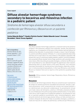 Diffuse Alveolar Hemorrhage Syndrome Secondary to Bocavirus
