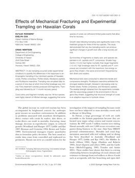 Effects of Mechanical Fracturing and Experimental Trampling on Hawaiian Corals