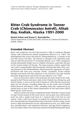 Bitter Crab Syndrome in Tanner Crab (Chionoecetes Bairdi), Alitak Bay, Kodiak, Alaska 1991-2000