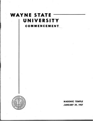 Wayne State University 1957 Commencement Program