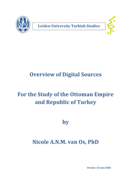 Overview of Digital Sources for the Study of the Ottoman Empire And