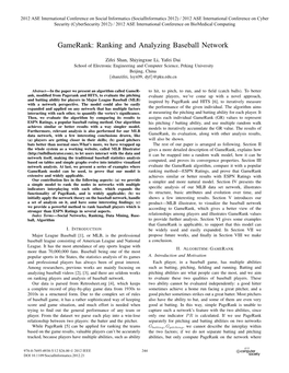 Ranking and Analyzing Baseball Network