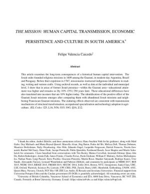 The Mission: Human Capital Transmission, Economic