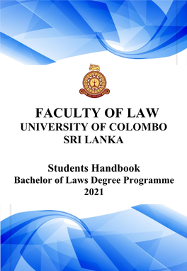 Student Handbook 2021 of the Faculty of Law of the University of Colombo