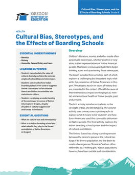 Health: Cultural Bias, Stereotypes, and the Effects of Boarding Schools