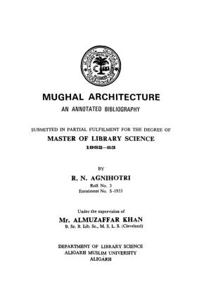 Mughal Architecture Aw Awwotated Bibliography